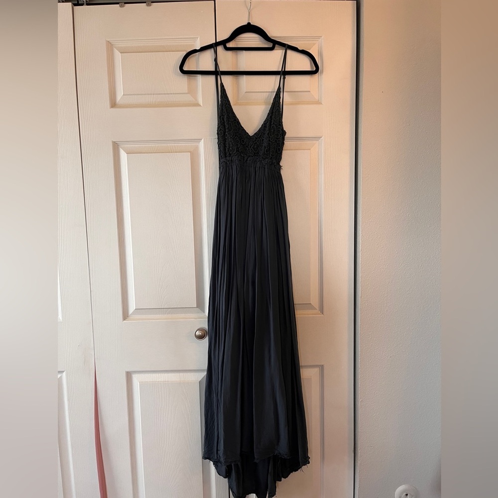 Crochet open-back maxi dress